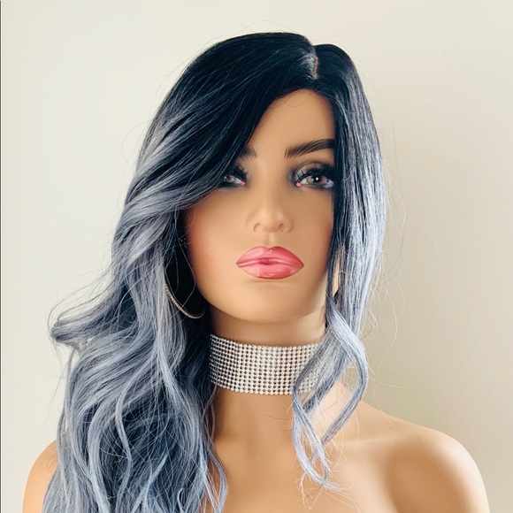 “Put On & Go” 24” Ombre Blue Premium Fiber Wig that is Curl/Flat Iron Safe - Picture 8 of 14
